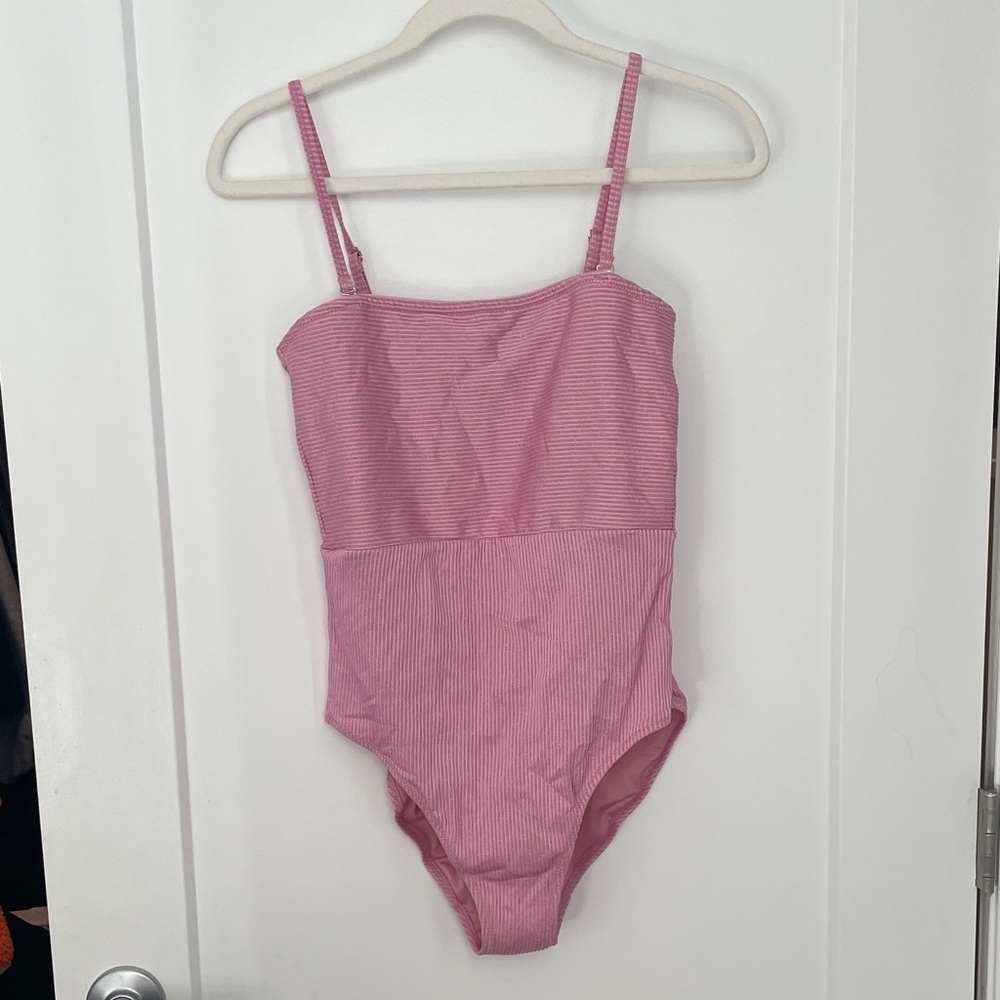 Pink Striped One-Piece Swimsuit